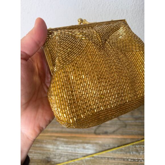 Vintage Magid Gold Beaded Ladies Clutch Chain Purse Made In Japan Art Deco - Picture 6 of 6